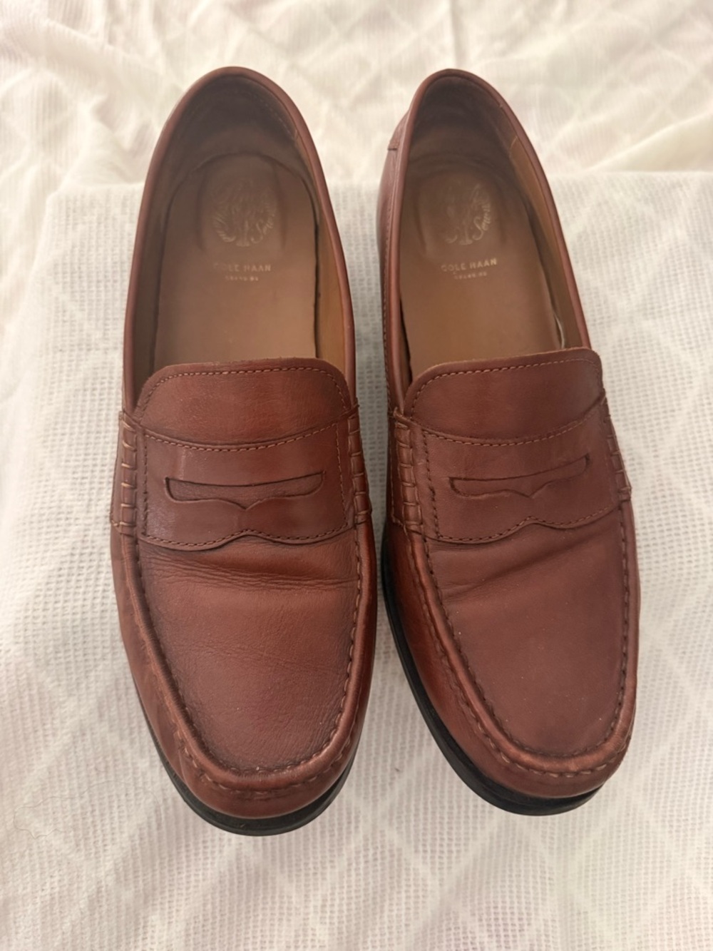 Cole Haan Grand.OS Men’s Leather Penny Loafers – Size 12 – Brown